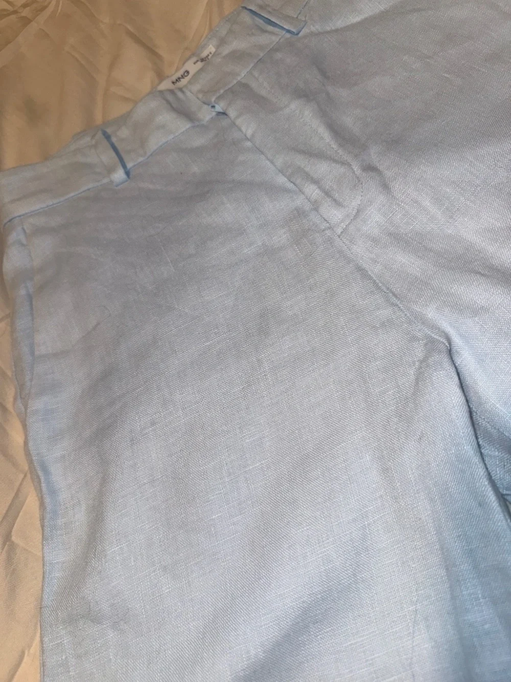 Mango Pale Blue Linen Vest & Tailored Pants Set XS / 2